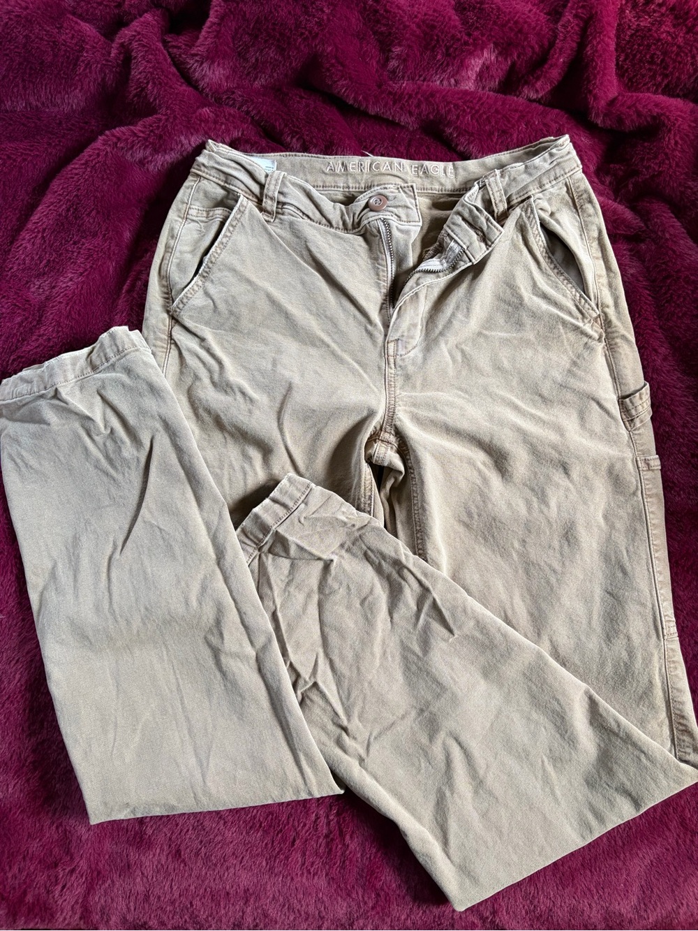 American Eagle Outfitters Women's Light Khaki Cargo Pants